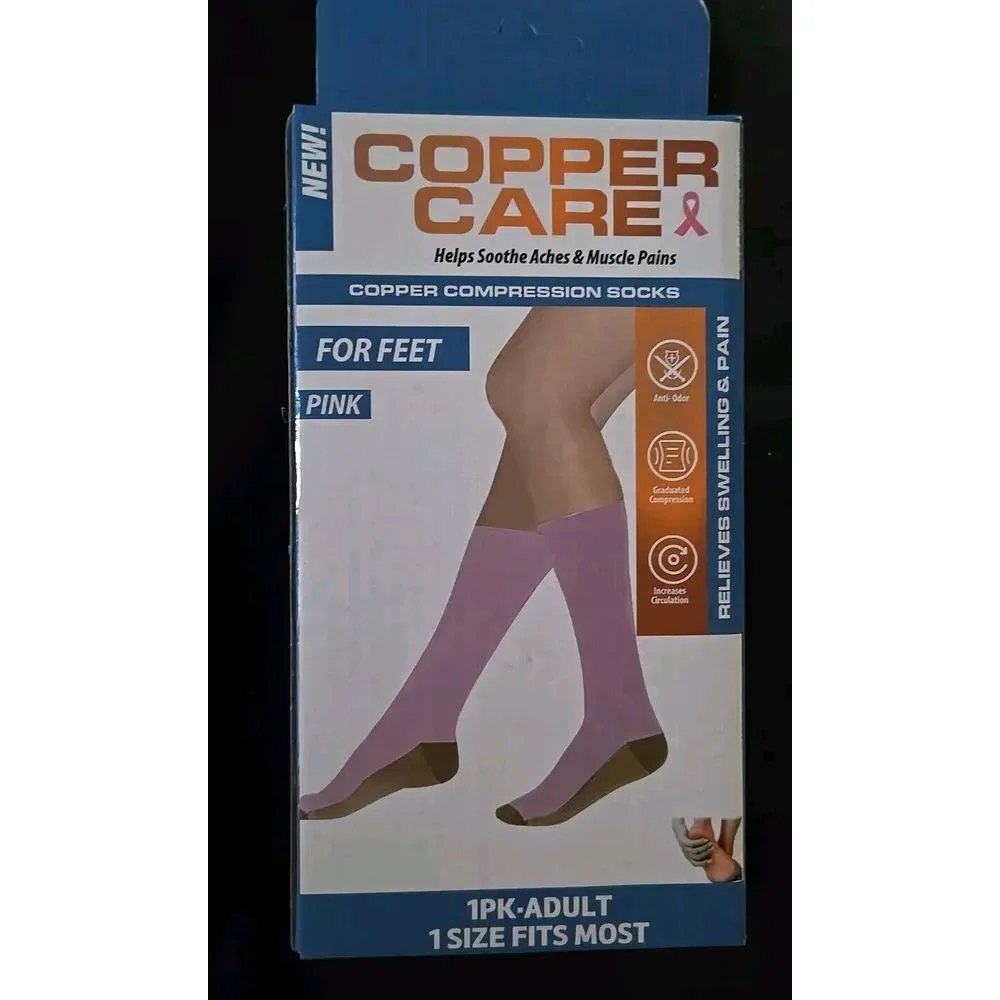 Copper Care Unisex Adult COMPRESSION SOCKS Soothes Aches & Pains UNISEX NEW Pink